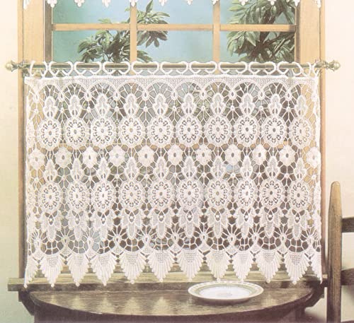 Today's Curtain Medallion Macramé Tier 24,Ecru, 35W x 24L
