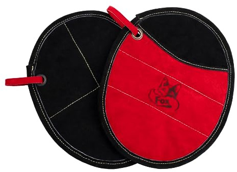 Black Forest Fox Pro 300 Ofenschlupfer | TOPFLAPPEN Echtleder | hochwertiges Leder | handgemachtes Unikat |chemisch unbehandelt |(Rot Schwarz, Ofenschlupfer Rauleder)
