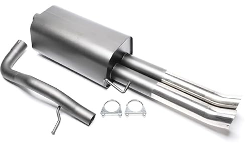 Sportendschalldämpfer DTM Sportauspuff Endschalldämpfer Stahl 2x76mm hoch rund scharf mit ABE für A4 Typ 8D B5 - Eintragungsfrei - 1034155