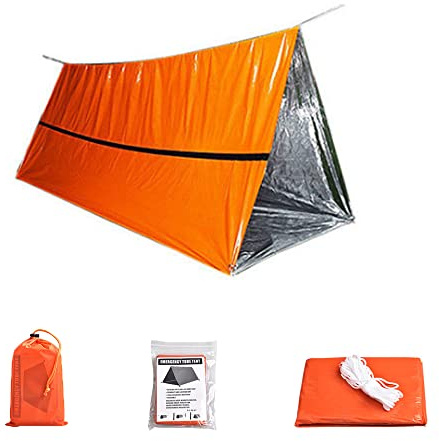 zalati Emergency Tent Survival Equip Keep Warm Dry Shelter with Carry Bag for Camping, Hiking & First Aid Outdoor - Orange