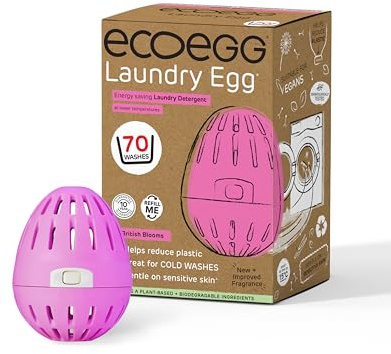 Ecoegg tvättägg, tvättmedel och sköljmedel, ingen organisk, inga enzymer, fosfater, blekmedel, känslig hud, brittisk blomma, 70 tvättar