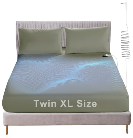 Grounding Fitted Sheet with Grounding Cord, Earthing Bed Sheets, 5% Silver Fiber & 95% Cotton Fiber, Conductive Earthing Bed Sheet for Better Sleep (Green, Twin XL)