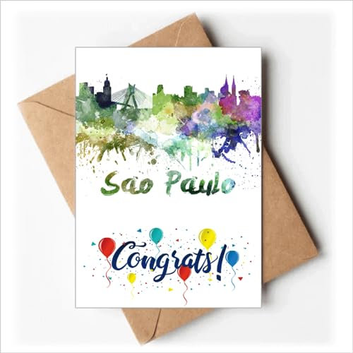Sao Paula Brasilien Stadt Aquarell Hochzeitskarten Glückwunsch Gruß Umschläge