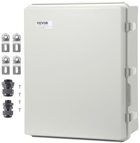 VEVOR Outdoor Electrical Junction Box, 13.78 x 9.84 x 5.90 in, ABS Plastic Electrical Enclosure Box with Hinged Cover Stainless Steel Latch, IP67 Dustproof Waterproof for Outdoor Electrical Projects