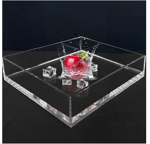 Multifunktions-Acryl-Vitrine, Wasserwellen-Fotografie-Tablett, 5-seitiges kreatives Kosmetik-Aufnahmetablett, transparenter, Flacher Wassertank for die Fotografie-Aufbewahrungsanzeige (Color : Clear