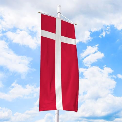 Dänemark Flagge 80 x 200 cm - für Fahnenmast, Dänemarkfahne aus reißfestem Fahnen-Polyester-Stoff, Bannerfahne wetterfest und UV-beständig