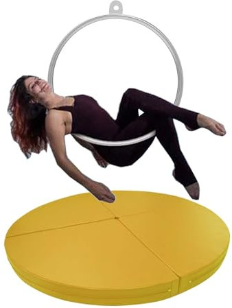 Pole Dance Matte Aerial Hoop-Schutzmatte/Tanzstangenmatte, Runde, Faltbare Sicherheits-Schutzmatte für Fitnesstraining, Gymnastik-Poledance-Schutzmatte, 3/5 Cm Dick(Yellow,120cmx3cm(47x1.2))