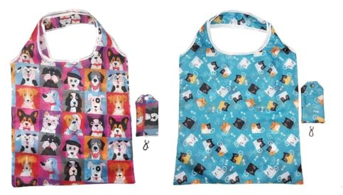 2-Teilige Einkaufstaschen, Faltbare Einkaufstaschen, Leinen-Tragetaschen Für Damen, Hunde-Geschenktüten, Geschenke Für Hundeliebhaber, Faltbare Tragetaschen