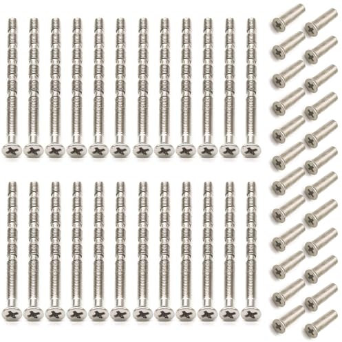 24 Grupos M4 Tornillos de Manija de Puerta, Tornillos Niquelados, Tornillos de Conexión y Fijación para Tiradores de Puerta, para Escudos, Manija de Puerta, Gabinete, Cajones