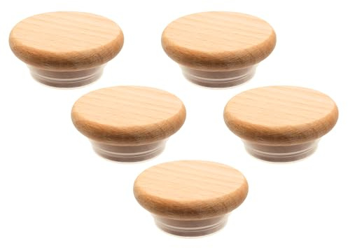 5 x Holzdeckel mit Dichtung 53/40/36mm - Holzstopfen, Flaschenstopfen, Runder Holzdeckel, Glasstopfen