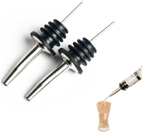 Bottle Pourers for Spirits, 2 Pcs Speed Pourers Olive Oil Pourer Spout,Spirit Pourers Stainless Steel Liquor Spirit Spouts, Bottles Pouring Stoppers, Wine Dispenser Wine Bottle Spirits Liquor Pourer