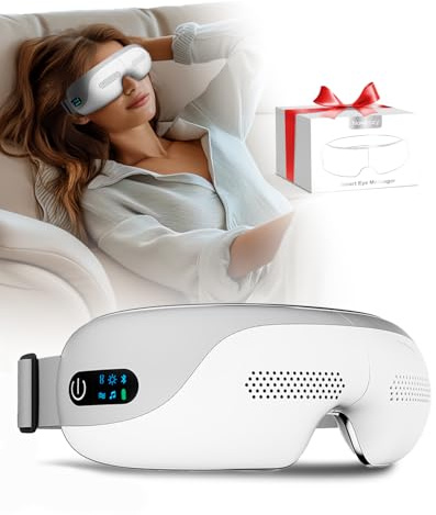 Augenmassagegerät mit Wärme, Smart Eye Massagegerät mit Bluetooth Musik für Migräne Trockene Augen Schlafentlastung, Tragbare Massagemaske, Ideales Geschenk für Männer und Frauen