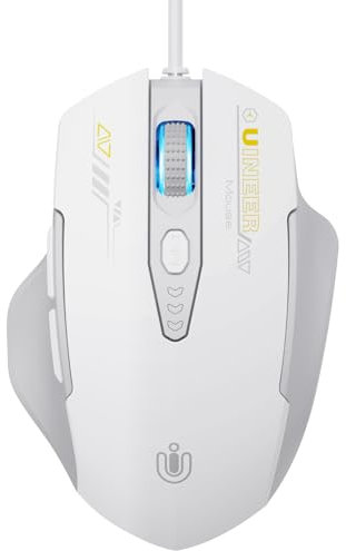 Wired Mouse, USB wired mouse with 6 Button Silent Click Ergonomic 1.5M USB Cable Computer Mouse Gaming Mice Silent Click 3200DPI Optical Mice for PC Laptop (White)