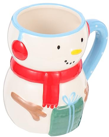 BUGUUYO Keramischer Weihnachtsbecher Mit Schneemann- Handlicher Trinkbecher Für Weihnachten Als Für Kaffeeliebhaber Und Dekoration
