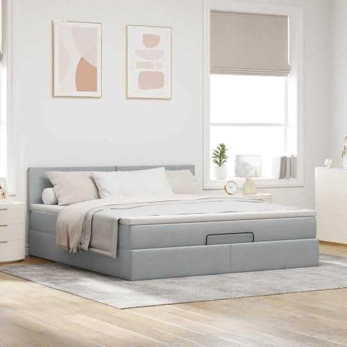Willood Boxspringbett mit Matratze Großer Stauraum unter dem Bett Hellgrau 180 x 200 cm Schlichtes Design