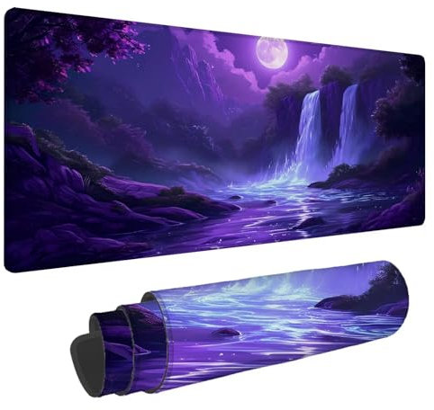 Tapis de Souris Lune Tapis de Souris XXL Automne 1500x800x4mm Tapis Souris Gamer, sous Main Bureau Ordinateur Portable, Mouse Pad Bords Cousus Caoutchouc Antidérapante, pour Souris et Clavier A-96