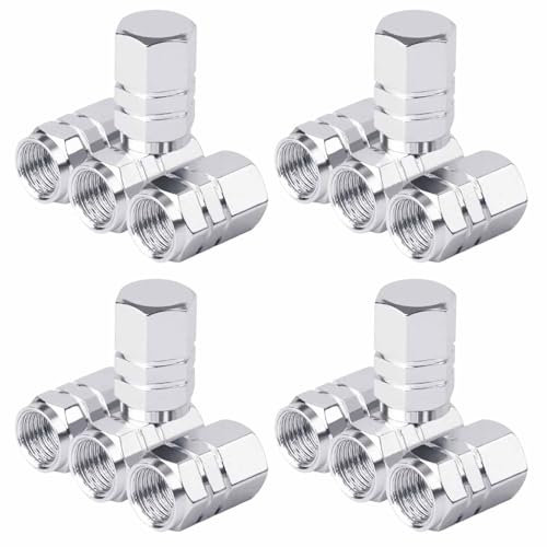 Dust Caps For Car Tyres, 16 Pieces Aluminum Alloy Tyre Valve Dust Caps, Easy-grip Hexagon Car Tire Valve Stem Caps Valve Covers Replacement With For Cars Bike Motorcycle,Silver