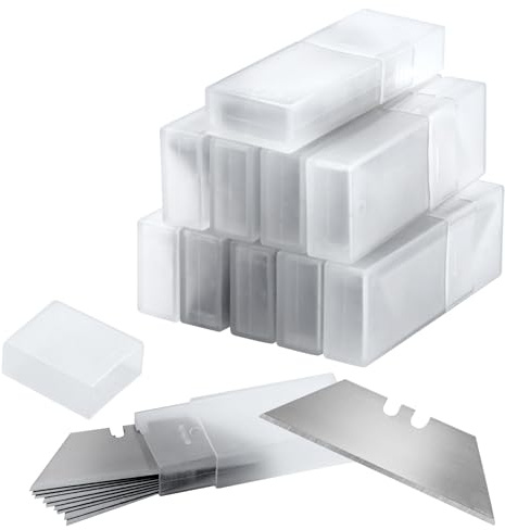 LEONTOOL 100 pcs lames de couteau utilitaire Lames de coupe-boîte en acier à haute teneur en carbone Recharges, lame standard pour coupe-boîte pour cloison sèche, cuir, caoutchouc et plus
