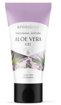 aromáma Beruhigendes Aloe Vera Gel mit Lavendel – Natürliche Feuchtigkeitscreme für Gesicht, Körper, Haare und Hände – Feuchtigkeitsspendende Aromatherapie-Hautpflege für trockene Haut – 100 ml