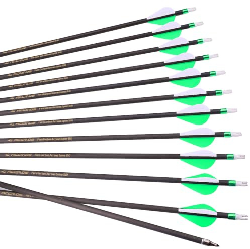 6/12pc Longueur Personnalisée Flèches en Carbone 300/350/400/500/600/700/800 Spine Pointe Amovible 2 Plume en Plastique Flèche de Chasse Flèche de Sport pour Arc Recurve Arc à Poulies Tir à l’Arc