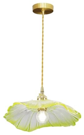 POKHDYE Modern Simple Light Green Glass Chandelier Lotus Leaf Chandelier E26/E27 Light Source Kitchen Island Living Room Restaurant Bar Cafe Single ChandelierModern Simple Light Green Glass Chandelier