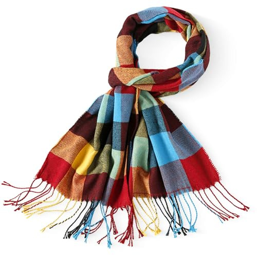 CINGHIA Bufanda Mujer Invierno,Negro Bufanda Hombre a Rayas,Pañuelos Cuello Mujer Hombre en Imitación Cachemira con Flecos,Largo Cálido Grueso y Fulares Chales de Suave 190 x 35 cm