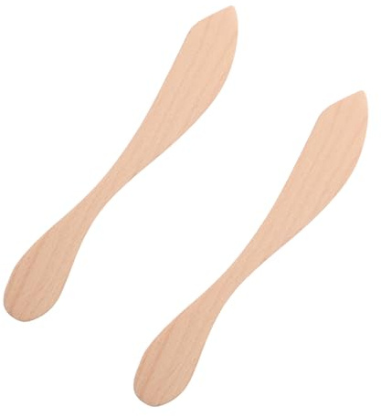 HOLIDYOYO Lot De 2 Couteaux à Beurre En Bois De Hêtre, Longueur Moyenne, Lame Plate Pour Étaler, Ustensiles Cuisine Polyvalents, Adaptés Maison Et Restauration