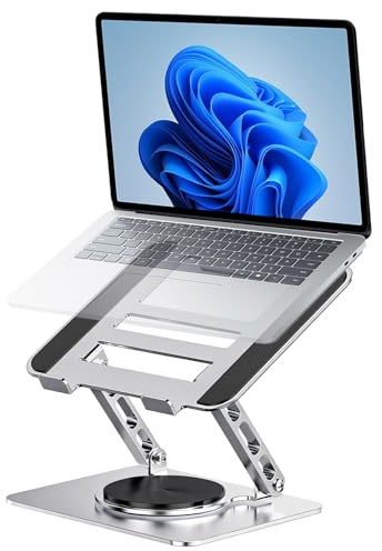 Home-X Laptop Stand for Desk, Portable Laptop Stand with 360° Swivel Base, Adjustable Height & Multi-Angle Positions Laptop Riser, Ventilated Computer Notebook Stand Compatible with 10-17.3 Laptops