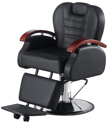 LSLIFE Salon Barber Chair, Reclining Professional Hairdressing Chair Haircut 360 Degree Swiveling Height Backrest Adjustable Hydraulic for Beauty Salon Barber Shop
