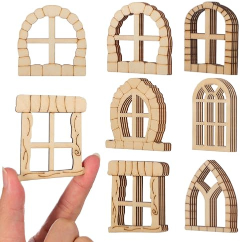 25-Teiliges Unbehandeltes Miniatur Fenster Und TüR Set Aus Holz FüR DIY Gartendekoration Kreatives ZubehöR FüR Puppenhaus Und AußEnbereich