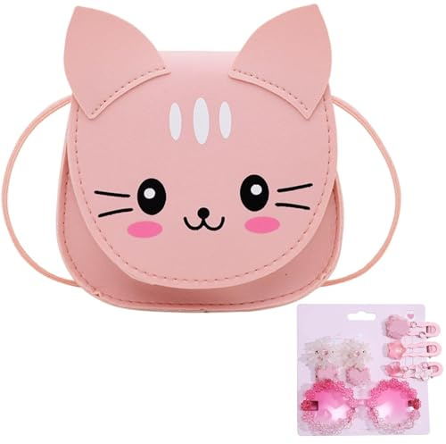JazRvr Kleine Mädchen Katze Umhängetasche, Süße Katzen Prinzessin, Süße Handtaschen kinder Prinzessin Mini Taschen mit Verstellbarem Gurt Kinder Crossbody Tasche für Kinder Mädchen