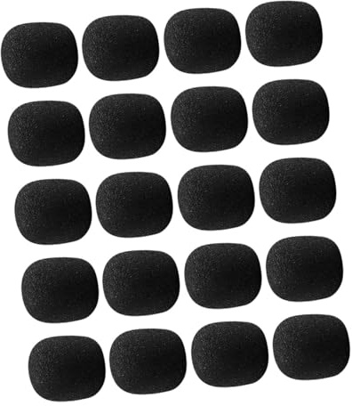 GARVALON 40Pcs Windproof Mic Sponge Covers for Lapel Microphones Black Replacement Microphone Guard Protection for Headset and Recording Use