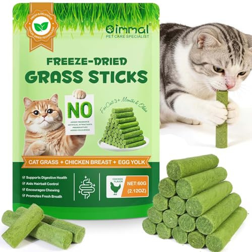 Gatti Erba Bacchette Gatti Erba Delicati per l'alimentazione in casa, 60 g di bastoncini da masticare liofilizzati per la pulizia dei denti, snack croccanti contro le palle di pelo per una sana
