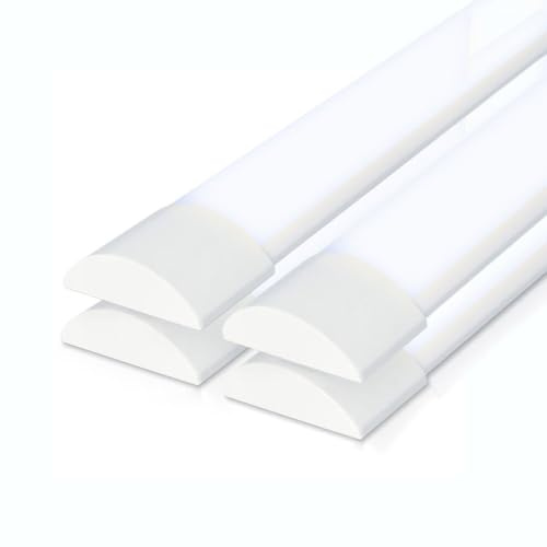 HOFTRONIC 4er Set LED Lichtleiste 120 cm, 40W, 4800 Lumen, 6400K tageslichtweiß, ultra flach 2,9 cm, IP20, integrierte LEDs, flimmerfrei, SMD Chips, Deckenleuchte