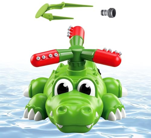 Kids Water Sprinkler, Cartoon Crocodile Rocket Launch Game, 24 x 16 x 16 cm Outdoor Toy, Comfort Aid with Pool Style, Compact Supply with Garden Use, Home Accessories for Swimming Lawn Activities