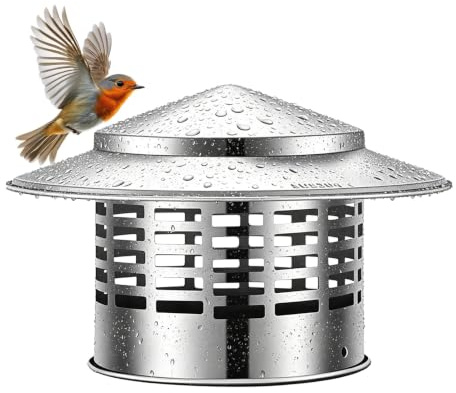 Cappuccio per Camino con Anti-uccelli, Comignolo Antivento Antipioggia, Copertura per Canna Fumaria, in Acciaio Inossidabile, 75 mm, 110 mm, 160 mm, 200 mm(16cm/6.3inch)