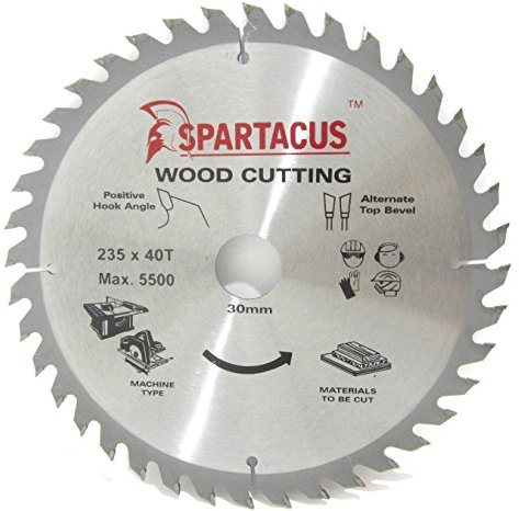 Spartacus 235mm Diameter x 40 Teeth x 30 Bore Wood Cutting Circular Saw Blade Fits Black & Decker P3902