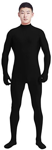 lucky baby store Boys' Men's Adult Mock Neck Full Body Unitard Spandex Zentai Suits Costumes Unitard (S, black)