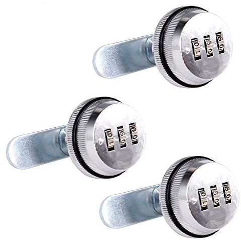 Spotact Combinacion Cam Lock Cerraduras de Seguridad Cromo Brillante Generador Cerradura Codificada Para Caja de Aleacion de Zinc Gabinete (3 Pcs 2cm)