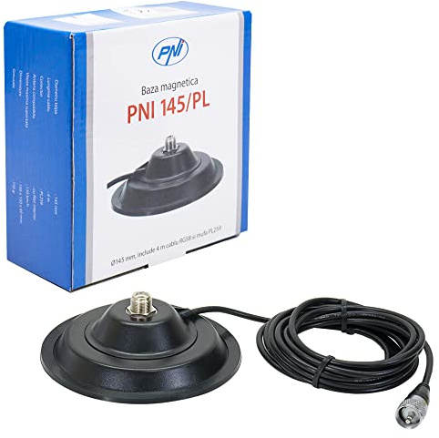 Supporto magnetico per antenna CB PNI 145/PL, 145 mm, cavo RG58 4 m e connettore PL259