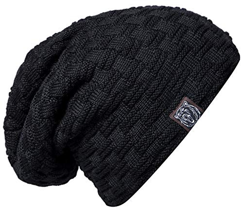 Chalier Gorros de Punto Sombreros y Gorras de Invierno Hombre (Negro)