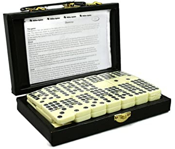 Chessgammon Juego de 9 DOMINOES de PHILOS DOMINOES en estuche de almacenamiento de piel para adultos