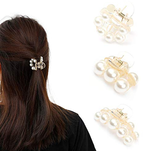 Runmi Haarklammern Perlen Haarspangen Haarspangen Kristall Haarklammern Haarschmuck für Frauen und Mädchen (3Stück) (B)