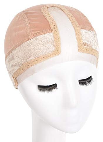 Spitze Perücke Griffkappe Samt verstellbar All-in-One Perücke Griffband mit Seidenperücke Kappe für alle Perücken und Fronten, machen Sie Haarlinie und Teil nahtlose Übergänge (Beige)