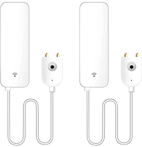 Luminea Home Control Wasserwarner: 2er-Set WLAN-Wassermelder, externer Sensor, App, 2 J. Batterielaufzeit (Elesion Wassermelder, Wasserwarnmelder, Feuchtigkeitsmelder)
