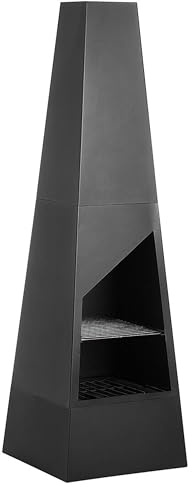 Brasero Chimenea de Metal carbón Madera Moderno jardín Exterior Negro Yate