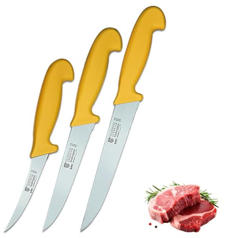 SMI Solingen – 3-teiliges Küchenmesserset aus deutschem Molybdänstahl 1.4116 | Ausbeinmesser, Metzgermesser & Kochmesser | Made in Germany