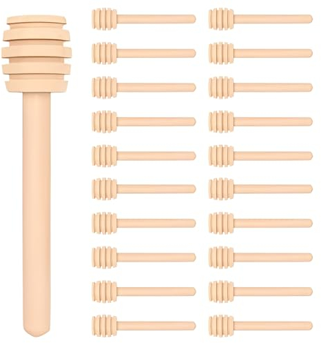 Espirito Rebelde 20x Cuillères à Miel en Bois Naturel 8cm - Baguettes de Cuillère à Miel pour Distributeur Confiture de Miel pour Cuisine et Salle à Manger - Serveur pour Bocal de Miel