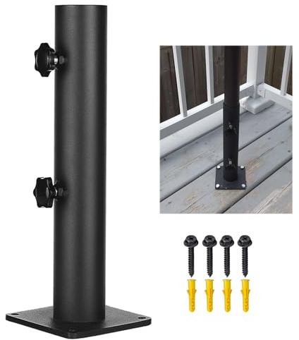 VANROUG Patio Umbrella Base Heavy Duty Umbrella Holder Outdoor Umbrella Base Stand Mount Double Hand-Turn Knob for Deck,Patio, Dock,Boat,Courtyard Balcony,Garden,Pontoons,Picnic Table