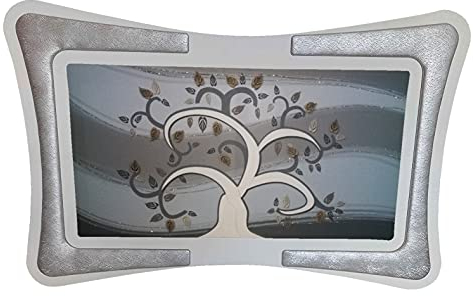 oggettando Quadro Albero della vita con Applicazione in Legno e Cornice in Ecopelle Bianca con Inserto Imbottito Fili Rame o Fili Argento; Regali utili Originali e a Prezzi Bassi (Argento 60x120cm)
